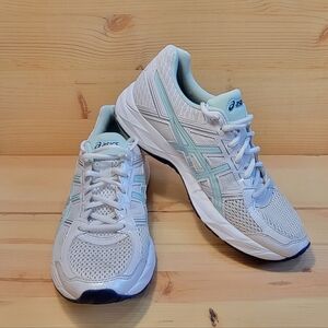 ASICS Womens GEL CONTEND 4 White Green Running Shoes T765N SIZE 7.5